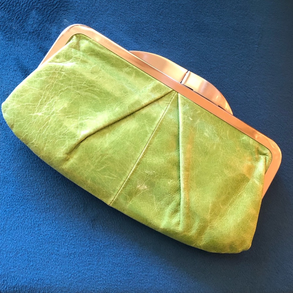 Green Leather Hobo Wristlet